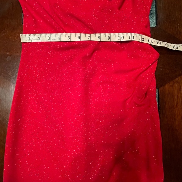 Emerald Sundae Womens Red Glitter Faux Wrap Party Mini Dress Juniors Size Large - Picture 7 of 16